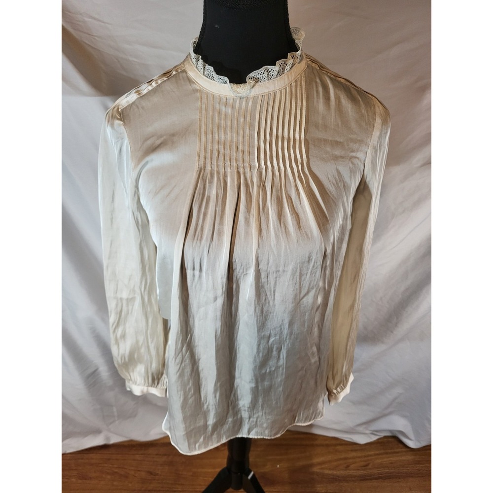 NWT j crew drapey ruffleneck top Ivory Size XXS